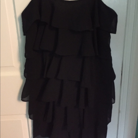 BLACK RUFFLE DRESS FROM LOFT - Picture 2 of 3